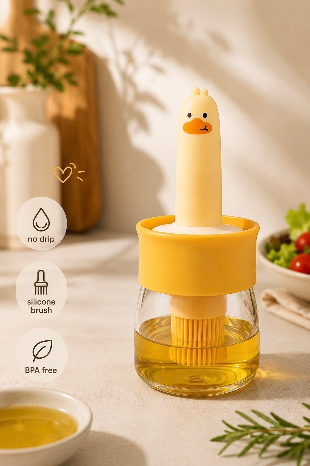 Oil Dispenser Bottle With Silicone Basting Brush 2 in 1
